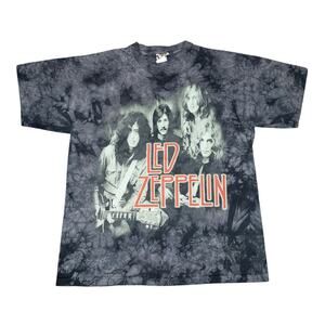 Vintage 90s Liquid Blue Led Zeppelin Tie Dye Band T-Shirt